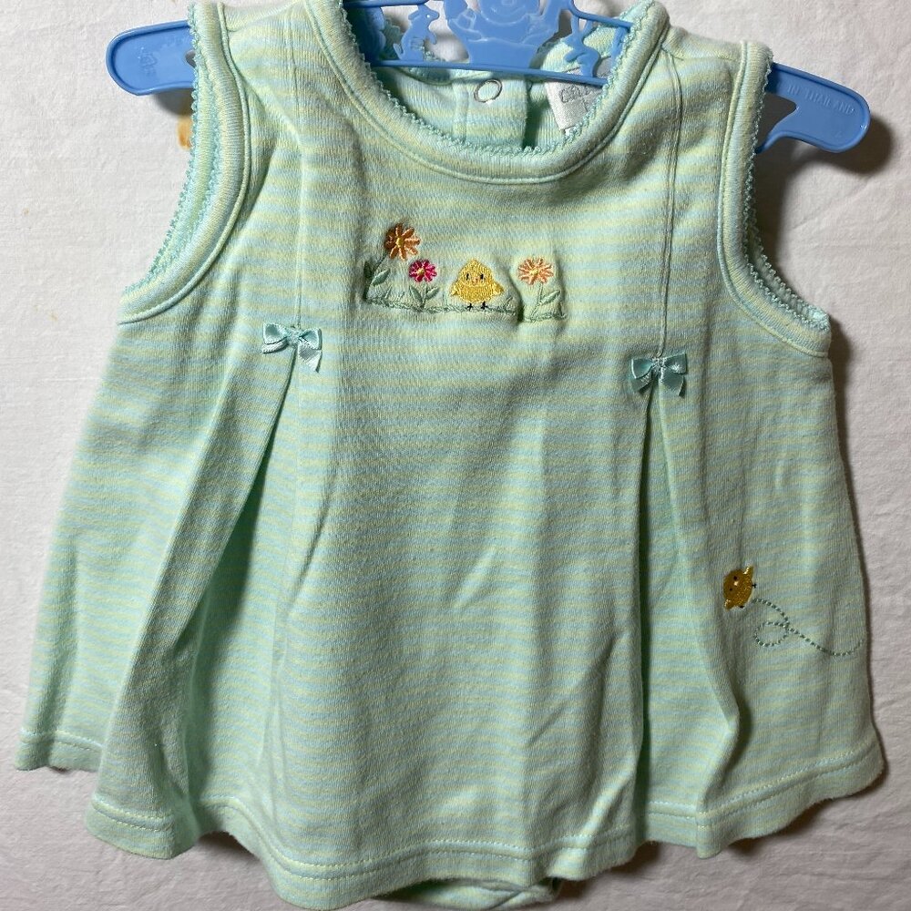 Carter's Baby Mint Green and Pale Blue Stripe Sundress Romper